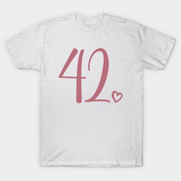 Cute Number 42 - Turning 42 Years Old, 42nd Birthday Gift For Men & Women T-Shirt by Art Like Wow Designs